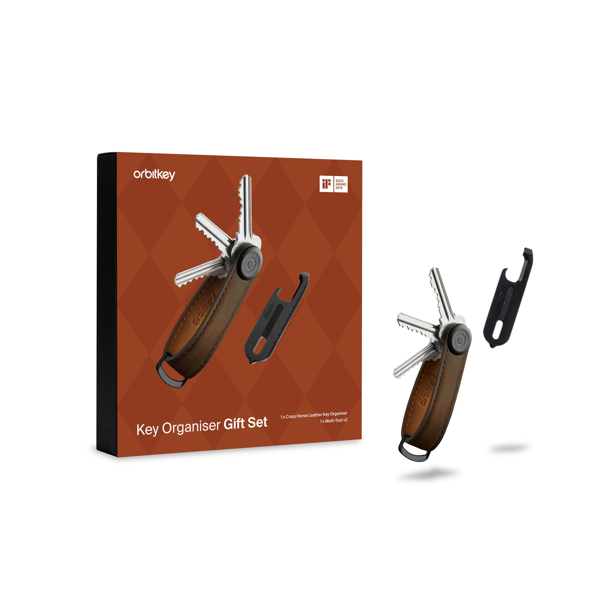 Key Organiser Crazy Horse Gift Set Oak Brown